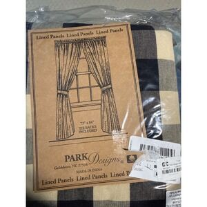 PARK Designs Lined Curtain Panels 72 x 84 Tiebacks Included 1 3/4" Buffalo Check